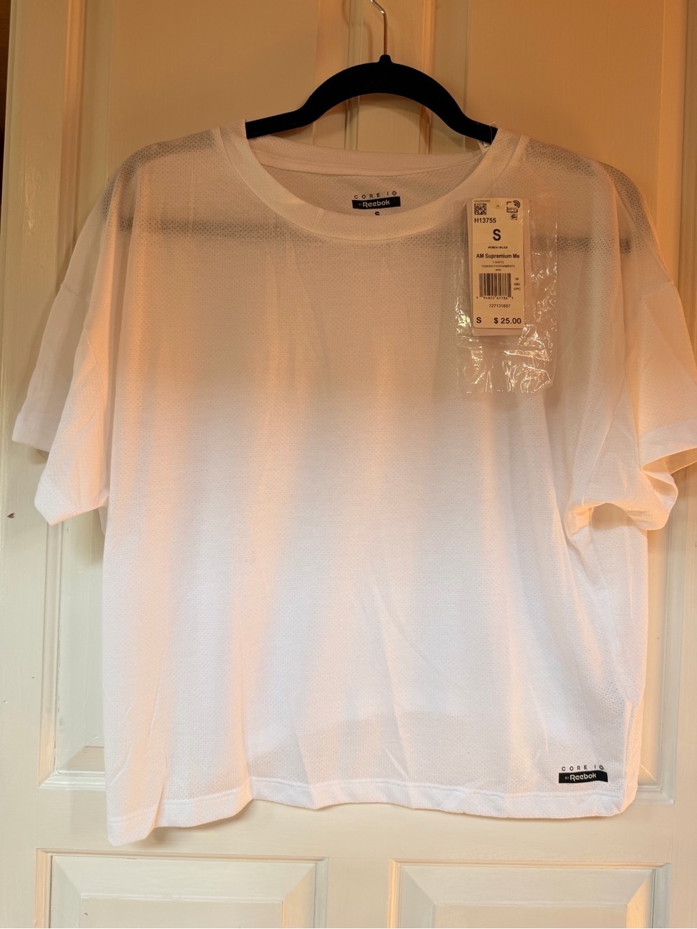 Reebok Girls' White Mesh Short-Sleeve Top - Size S